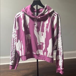 Adidas Women's Purple and White Hoodie